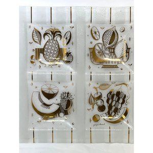 Georges Briard Platter Divided Fruit 15" Square Gold Textured MCM Vtg Serving